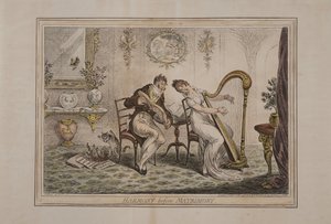 Evlenmeden Önce Uyum, Hannah Humphrey tarafından yayınlandı, 1805 (el boyaması gravür)