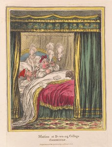 Matins ve D-wn-ng Koleji, Cambridge, pub. 1810 (el renkli gravür) by James Gillray