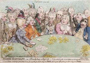 Modern Konukseverlik veya Yüksek Yaşamda Dostça Bir Parti, Hannah Humphrey tarafından 1792'de yayınlandı (el boyaması gravür)