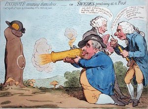 Kendilerini eğlendiren Vatanseverler veya bir Postada pratik yapan İsveçliler, Hannah Humphrey tarafından 1792