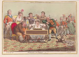 Parçalarda oynamak, pub. 1801 (el renkli gravür)