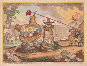 Siyasi Matematikçiler Tahtayı Sallayarak Tabanlı Hemispheres, pub. 1807 (el renkli gravür)