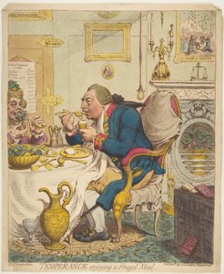 Temperance Tutumlu Bir Yemeğin Keyfini Çıkarıyor, 28 Temmuz 1792. by James Gillray