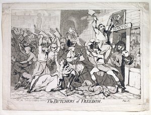 Özgürlük Kasapları, Hannah Humphrey tarafından 1788 yılında yayımlanmıştır (gravür) by James Gillray