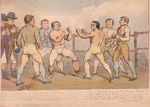 Richard Humphreys ve Daniel Mendoza Arasındaki Ünlü Savaş, 9 Ocak 1788, pub. 1788 (el renkli gravür)