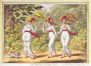 The Graces in a High Wind, Kensington Gardens, pub'da Doğadan alınan bir sahne. Hannah Humphrey tarafından, 1810