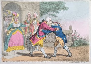 The Reconciliation, Hannah Humphrey tarafından yayınlandı, 1804 (renkli gravür)