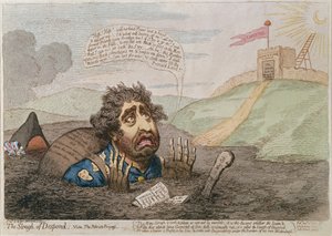 The Slough of Despond, Hannah Humphrey tarafından 1793 yılında yayımlanmıştır (elle renklendirilmiş baskı) by James Gillray