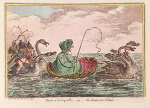 Venüs a la Coquelle; veya Kuğu-deniz Venüs, pub. 1809 (el renkli gravür) by James Gillray