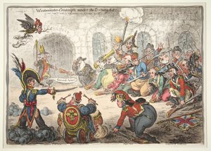 1806 Eğitim Yasası kapsamında Westminster-Askerler (el renkli gravür)