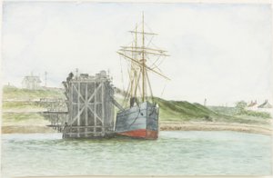 Albert Edward Rıhtımı. S.S. Willkarnman (kağıt üzerine suluboya, gövde rengi ve kurşun kalem)
