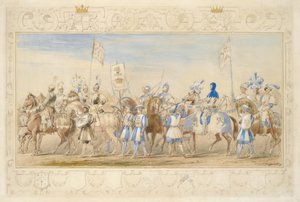 Waterford Markisi, Ejderha Şövalyesi ve Vikont Alford, Kara Aslan Şövalyesi, 1839 (kalem, wc, guaj ve kağıt üzerine altın boya) maiyetinin devamı (ayrıca bkz. 366229)