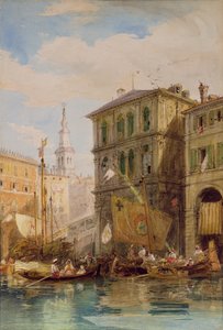Palazzo Dei Camerlinghi, Venedik, c.1835-55 (kalem ve sulu boya) by James Holland