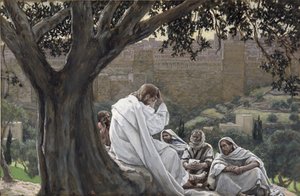 Mesih, Tapınağın Yıkılışını Önceden Bildiriyor, The Life of Christ için örnekleme, c.1886-94 (karton üzerine wc ve guaj) by James Jacques Joseph Tissot