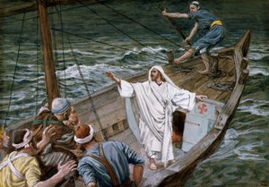 Mesih Fırtınayı Durduruyor, The Life of Christ için örnekleme, c.1886-94 (karton üzerine wc ve guaj boya) by James Jacques Joseph Tissot