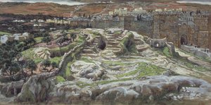 Golgotha and the Holy Sepulcher in Our Lords Time, The Life of Christ için örnekleme, c.1886-94 (karton üzerine wc ve guaj boya) by James Jacques Joseph Tissot