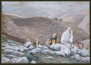 Jesus Goes Up to Jerusalem, The Life of Christ için örnekleme, c.1886-94 (karton üzerine wc ve guaj boya) by James Jacques Joseph Tissot