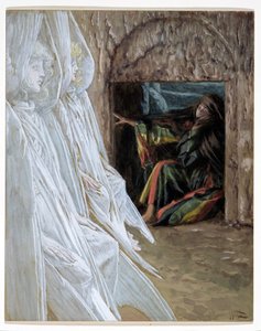 Mecdelli Meryem Mezardaki Melekleri Soruyor, The Life of Christ için örnekleme, c.1886-94 (karton üzerine wc ve guaj boya) by James Jacques Joseph Tissot