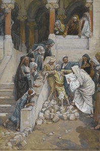 Şeytanların Ele Geçirdiği Kör ve Dilsiz Adam, Rabbimiz İsa Mesih'in Yaşamı'ndan örnek (kağıt üzerinde grafit üzerinde) by James Jacques Joseph Tissot
