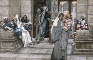 The Widows Mite, The Life of Christ için illüstrasyon, c.1884-96 (karton üzerine wc ve guaj boya) by James Jacques Joseph Tissot