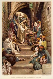Köylerde Hastalar Kendisine Getirildi - İncil by James Jacques Joseph after Tissot