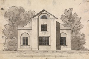 A Collection of Designs for Rural Retreats'in Tasarım 1, Levha 1 için hazırlık çizimi by James Malton