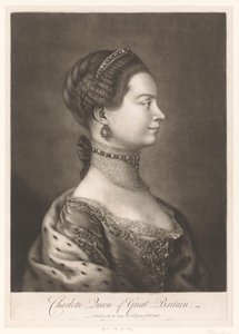 Portret van Charlotte van Mecklenburg Charlotte Büyük Britanya Kraliçesi (nesnedeki başlık) by James McArdell