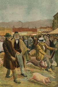 İrlanda Domuz Panayırı (renkli taş baskı) by James McGavin Greig