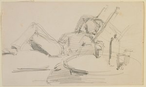 Bir yatakta uzanmış bir adam by James Abbott McNeill Whistler