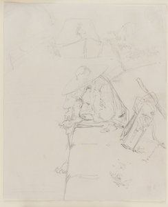 Bir duvarın kenarında oturan bir adam by James Abbott McNeill Whistler