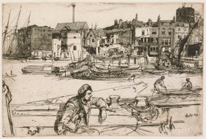 Black Lion Wharf, Thames Setinden (Thames Nehri ve Diğer Konulardaki Sahnelerin On Altı Gravür Serisi) by James Abbott McNeill Whistler