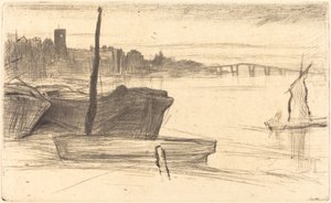 Chelsea Köprüsü ve Kilisesi by James Abbott McNeill Whistler