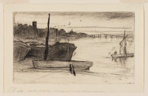 Chelsea Köprüsü ve Kilisesi by James Abbott McNeill Whistler
