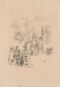 Heykelin Altında Konuşma, Lüksemburg Bahçeleri by James Abbott McNeill Whistler