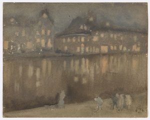 Büyük Kanal, Amsterdam; gece by James Abbott McNeill Whistler