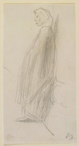 Ayakta duran yaşlı bir kadının profil çizimi by James Abbott McNeill Whistler