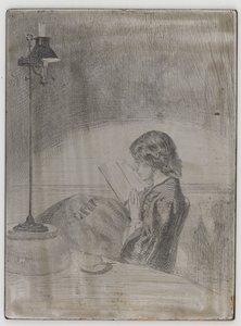 Lamplight ile okuma by James Abbott McNeill Whistler