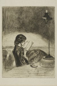 Lamplight ile okuma by James Abbott McNeill Whistler