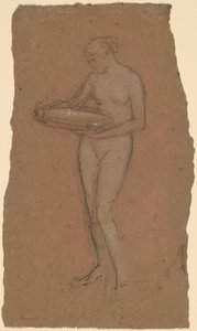 Bir kase tutan çıplak kadın ayakta [rekto] by James Abbott McNeill Whistler