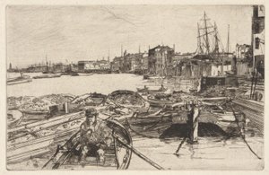 Havuz, Thames Setinden (Thames ve Diğer Konularda Sahnelerin On Altı Gravür Serisi) by James Abbott McNeill Whistler
