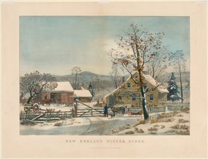 New England Kış Sahnesi by James Merritt Ives