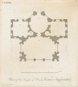 Weston-under-Lizard - Diana Tapınağı: gravür, nd [c 1765-1770] (baskı)