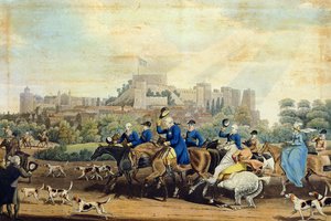 George III (1738-1820) Avcılıktan Dönüş, M. Dubourg tarafından oyulmuş, 1820 (aquatint) by James Pollard