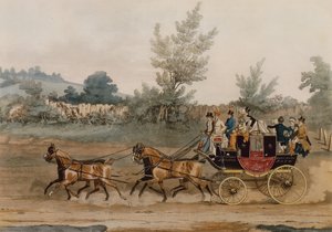Light Post Coach (renkli gravür) by James Pollard