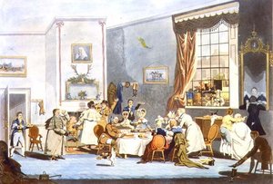 Kahvaltıda Sahne Antrenörü Yolcuları (gravür) by James Pollard