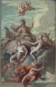 Juno, Minerva ve Venüs, Anlaşmazlık Elması ile Merkür'ü Sevk Ediyor, c.1718