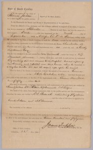 Güney Carolina Konfederasyon eyaleti tarafından köleleştirilmiş adam Dick için verilen hak talebi, 23 Kasım 1864. by James Tupper