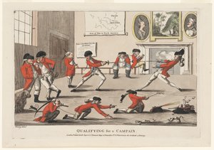 Bir Kampanyaya Uygunluk, pub. 1777 (el renkli gravür) by James Verney
