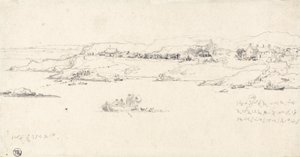 Balıkçı Tekneli Sahil Köyü (kağıt üzerine kurşun kalem) by James Ward