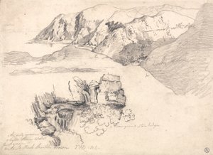 Tepelik Bir Sahil ve Kayalık Bir Şelale Üzerine Çalışmalar by James Ward